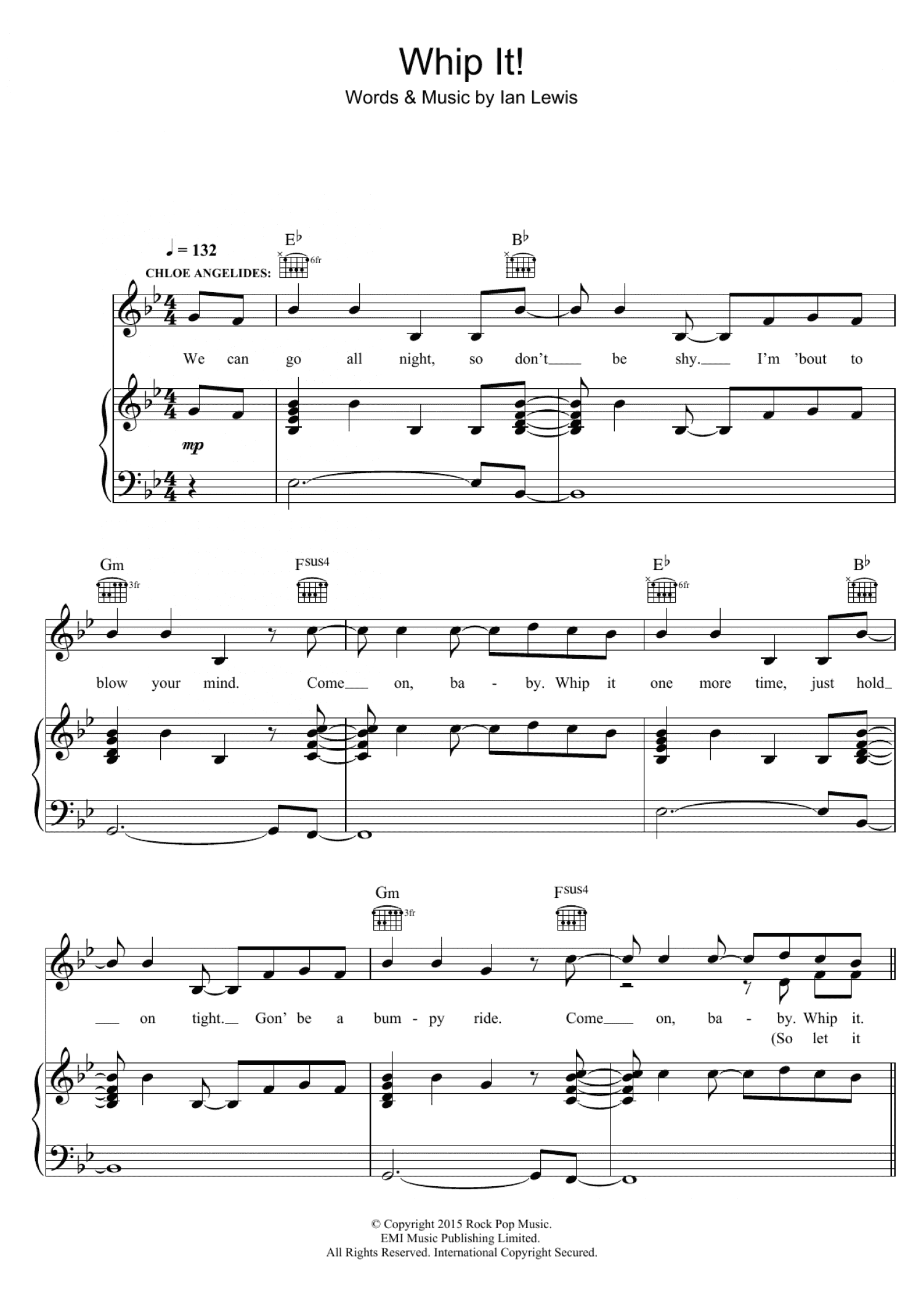 Whip It (Piano, Vocal & Guitar Chords)