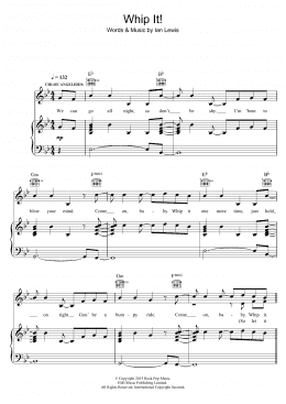 page one of Whip It (Piano, Vocal & Guitar Chords)