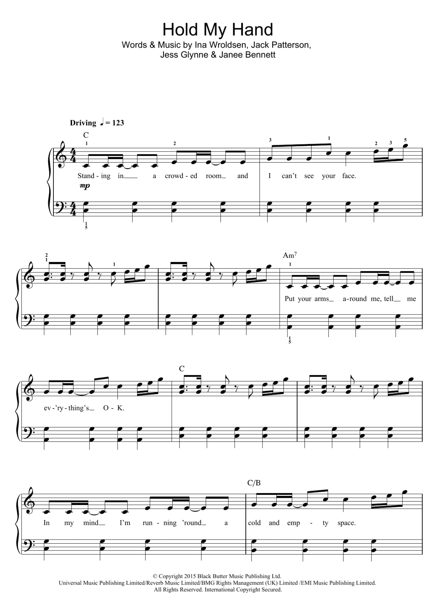 Hold My Hand (Piano, Vocal & Guitar Chords)