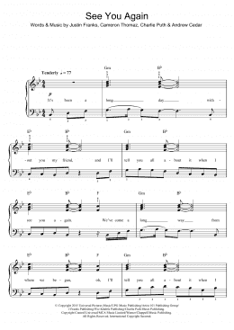 page one of See You Again (featuring Charlie Puth) (Beginner Piano (Abridged))