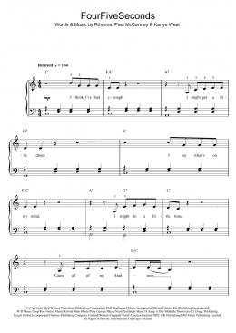 page one of FourFiveSeconds (featuring Kanye West and Paul McCartney) (Beginner Piano (Abridged))