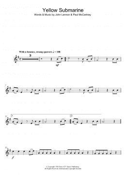 page one of Yellow Submarine (Lead Sheet / Fake Book)