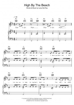page one of High By The Beach (Piano, Vocal & Guitar Chords)
