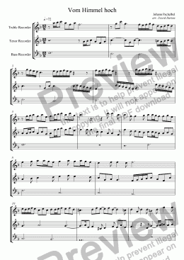 page one of Pachelbel for Recorders: "Vom Himmel hoch" ATB