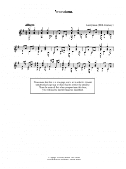 page one of Veneziana (Solo Guitar)