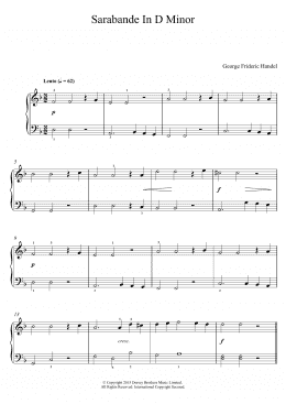 page one of Sarabande (from Harpsichord Suite in D Minor) (Piano, Vocal & Guitar Chords)