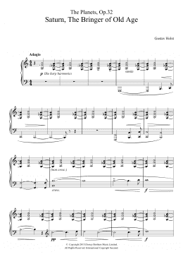page one of The Planets, Op. 32 - Saturn, the Bringer of Old Age (Piano Solo)