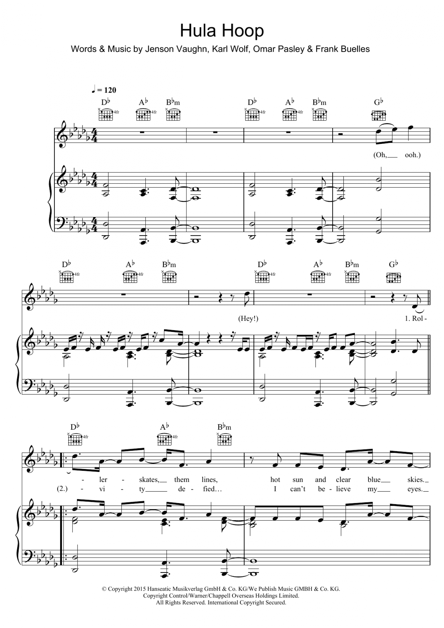 Hula Hoop (Piano, Vocal & Guitar Chords)