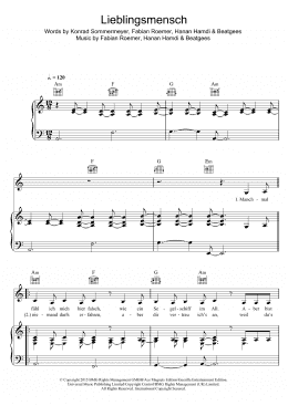 page one of Lieblingsmensch (Piano, Vocal & Guitar Chords (Right-Hand Melody))