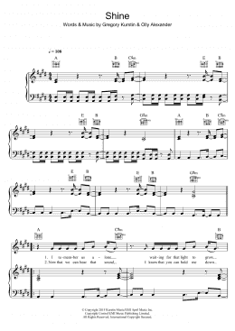 page one of Shine (Piano, Vocal & Guitar Chords)