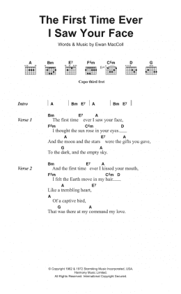 page one of The First Time Ever I Saw Your Face (Guitar Chords/Lyrics)