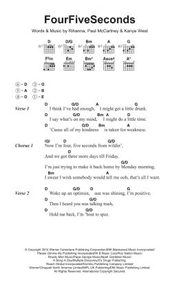page one of FourFiveSeconds (featuring Kanye West and Paul McCartney) (Guitar Chords/Lyrics)