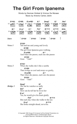 page one of The Girl From Ipanema (featuring Astrud Gilberto) (Guitar Chords/Lyrics)