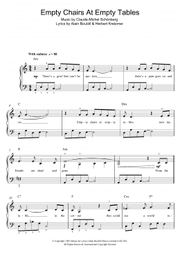 page one of Empty Chairs At Empty Tables (from Les Miserables) (Beginner Piano (Abridged))