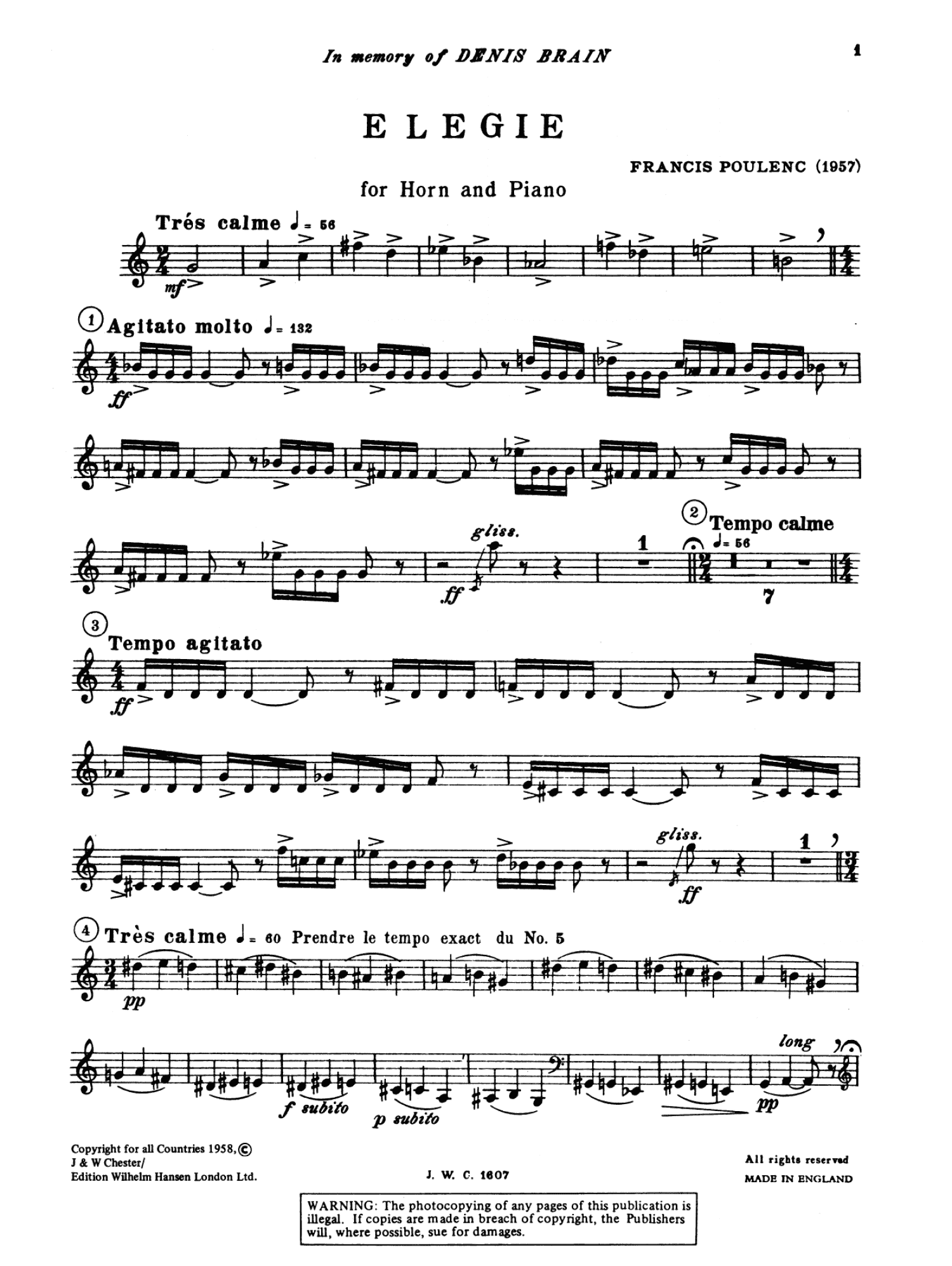 Elegie for Horn and Piano (French Horn Solo)