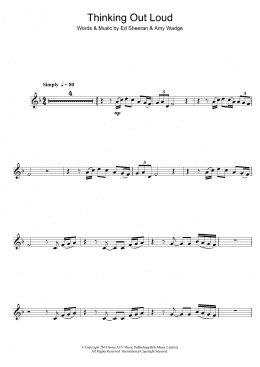 page one of Thinking Out Loud (Clarinet Solo)