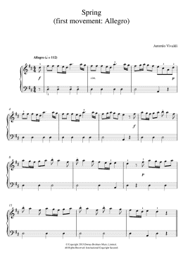 page one of Spring (from The Four Seasons) (Beginner Piano (Abridged))