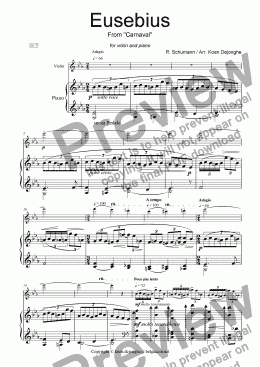 page one of "Carnaval-Eusebius" for Violin and Piano