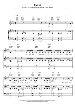 page one of Hello (Piano, Vocal & Guitar Chords (Right-Hand Melody))