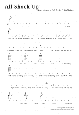page one of All Shook Up (Ukulele Chords/Lyrics)