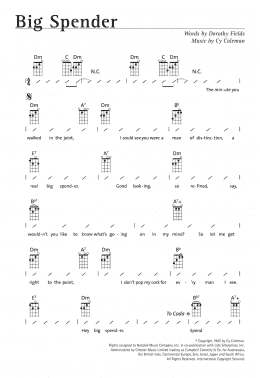 page one of Big Spender (from Sweet Charity) (Ukulele Chords/Lyrics)