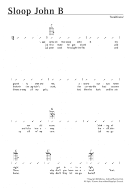 page one of Sloop John B (Ukulele Chords/Lyrics)