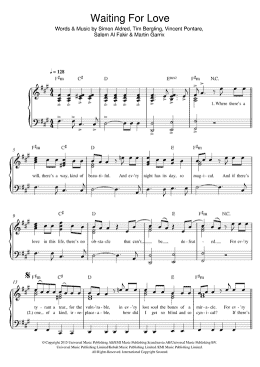 page one of Waiting For Love (Easy Piano)