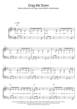 page one of Drag Me Down (Easy Piano)