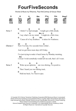 page one of FourFiveSeconds (featuring Kanye West and Paul McCartney) (Ukulele Chords/Lyrics)