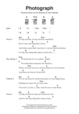 page one of Photograph (Piano, Vocal & Guitar Chords)