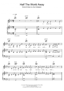page one of Half The World Away (Piano, Vocal & Guitar Chords (Right-Hand Melody))