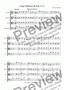 page one of Song Without Words # 23 [String Quartet]