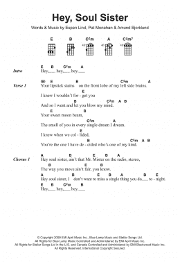page one of Hey, Soul Sister (Piano, Vocal & Guitar Chords)