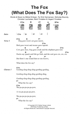page one of The Fox (What Does The Fox Say?) (Ukulele Chords/Lyrics)