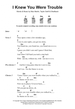 consumirse Formular María I Knew You Were Trouble (Piano, Vocal & Guitar Chords) - Sheet Music