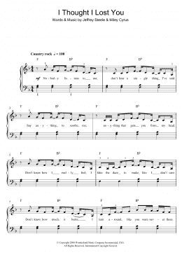 page one of I Thought I Lost You (From Bolt) (Piano, Vocal & Guitar Chords)