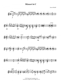 page one of Minuet In C (Easy Guitar)