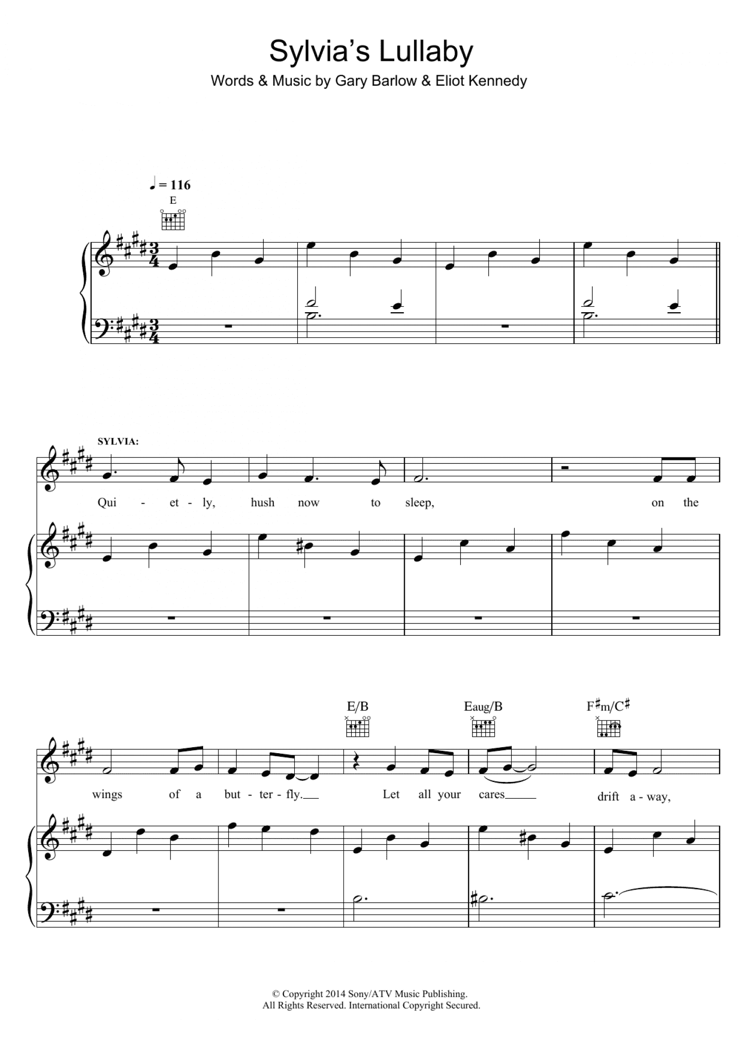 Sylvia's Lullaby (from 'Finding Neverland') (Piano, Vocal & Guitar Chords)