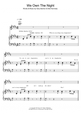 page one of We Own The Night (The Dinner Party) (from 'Finding Neverland') (Piano, Vocal & Guitar Chords)