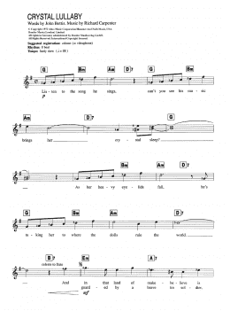 page one of Crystal Lullaby (Piano Chords/Lyrics)