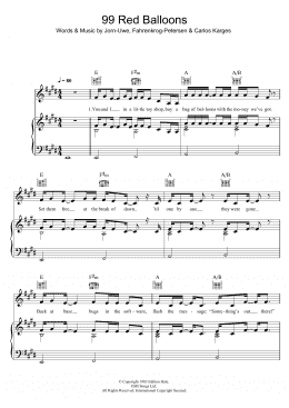 page one of 99 Red Balloons (Piano, Vocal & Guitar Chords (Right-Hand Melody))