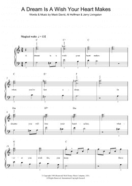 page one of A Dream Is A Wish Your Heart Makes (from Cinderella) (Beginner Piano)