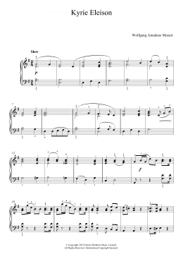 page one of Kyrie Eleison (from 'Mass No.12') (Easy Piano)