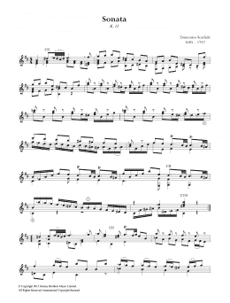 page one of Sonata K.11 (Easy Guitar)