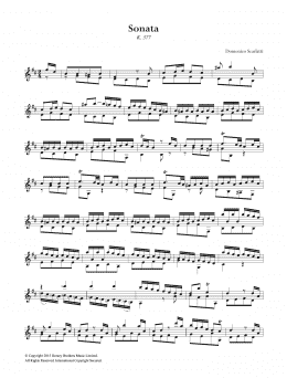 page one of Sonata K.377 (Easy Guitar)