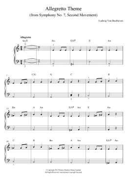 page one of Allegretto Theme (from Symphony No. 7) (Easy Piano)
