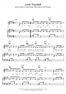 page one of Love Yourself (Piano, Vocal & Guitar Chords (Right-Hand Melody))