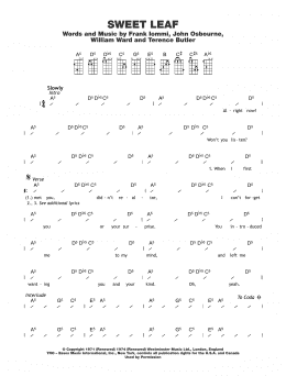 page one of Sweet Leaf (Ukulele Chords/Lyrics)