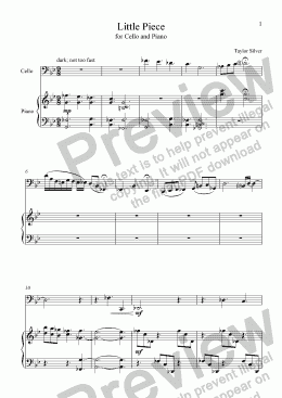 page one of Little Piece for Cello and Piano
