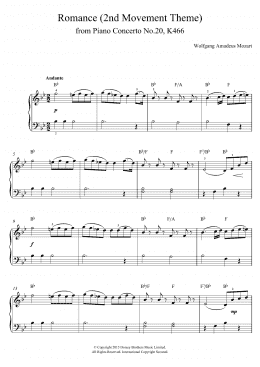 page one of Romance (2nd Movement Theme) from Piano Concerto No.20, K466 (Piano, Vocal & Guitar Chords)